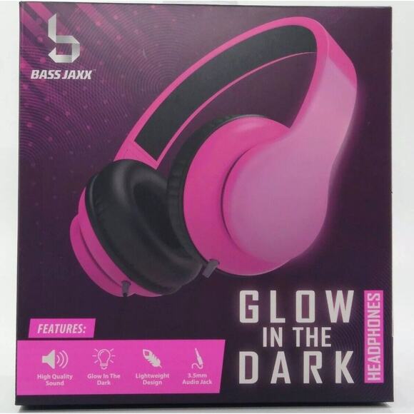 Bass Jaxx 💖Glow In‎ the Dark Lightweight Headphones ~Wired ~PINK ~NEW - Picture 5 of 10
